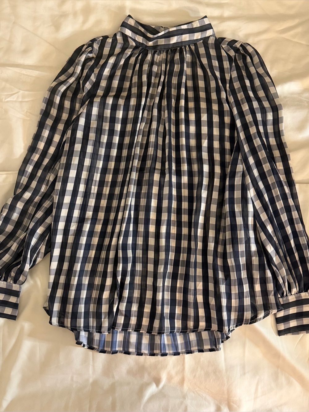 H&M Black and White Gingham Sheer Blouse